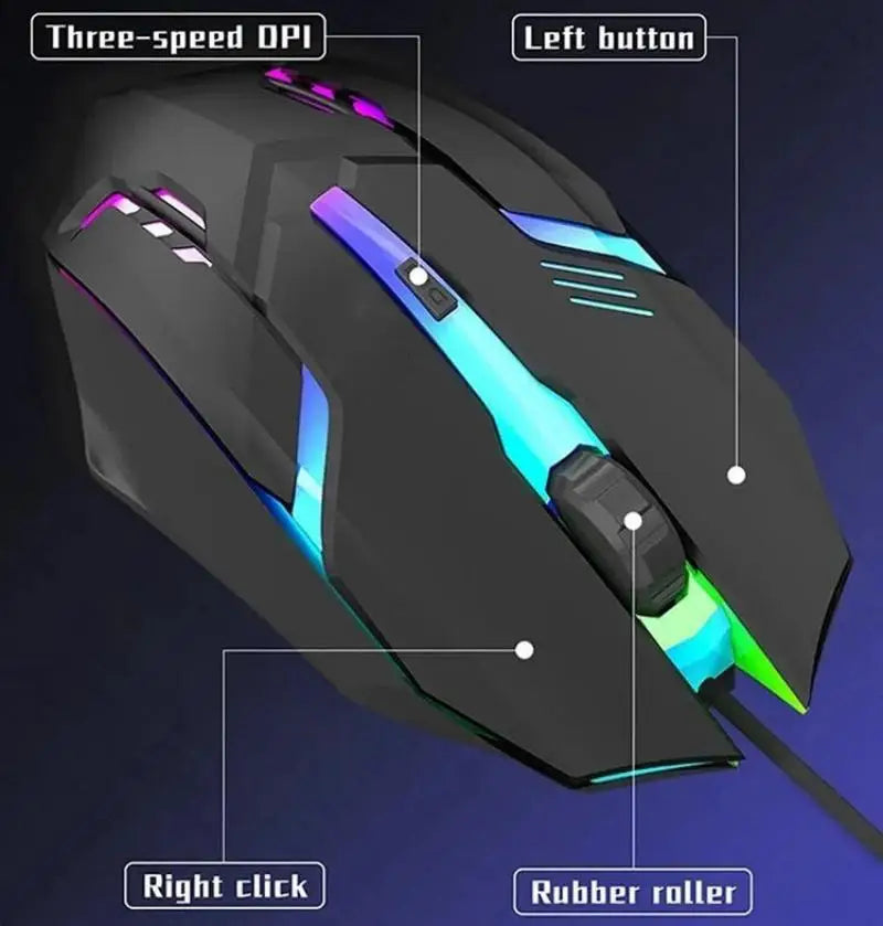 Mouse Gamer Cableado USB Con Luces LED Para PC Y Laptop